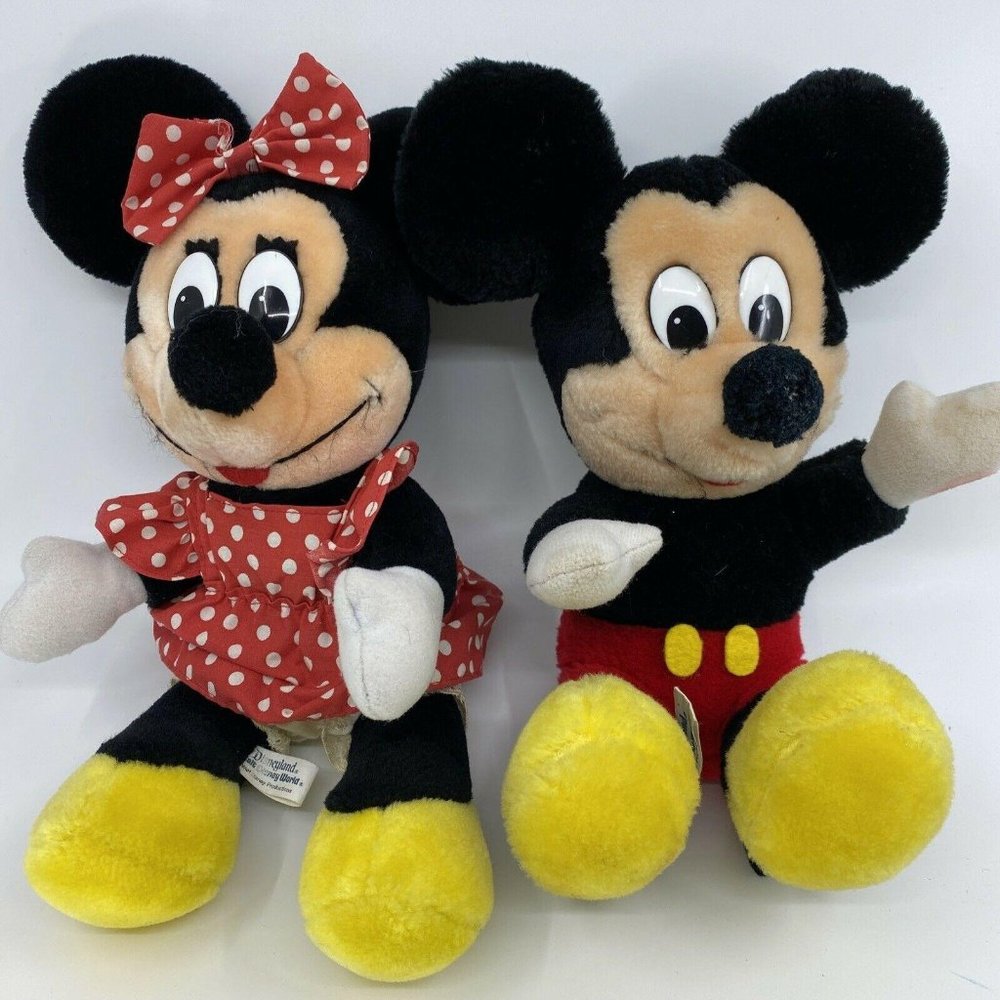 Vintage MICKEY MINNIE MOUSE Plush Stuffed Toy DISN